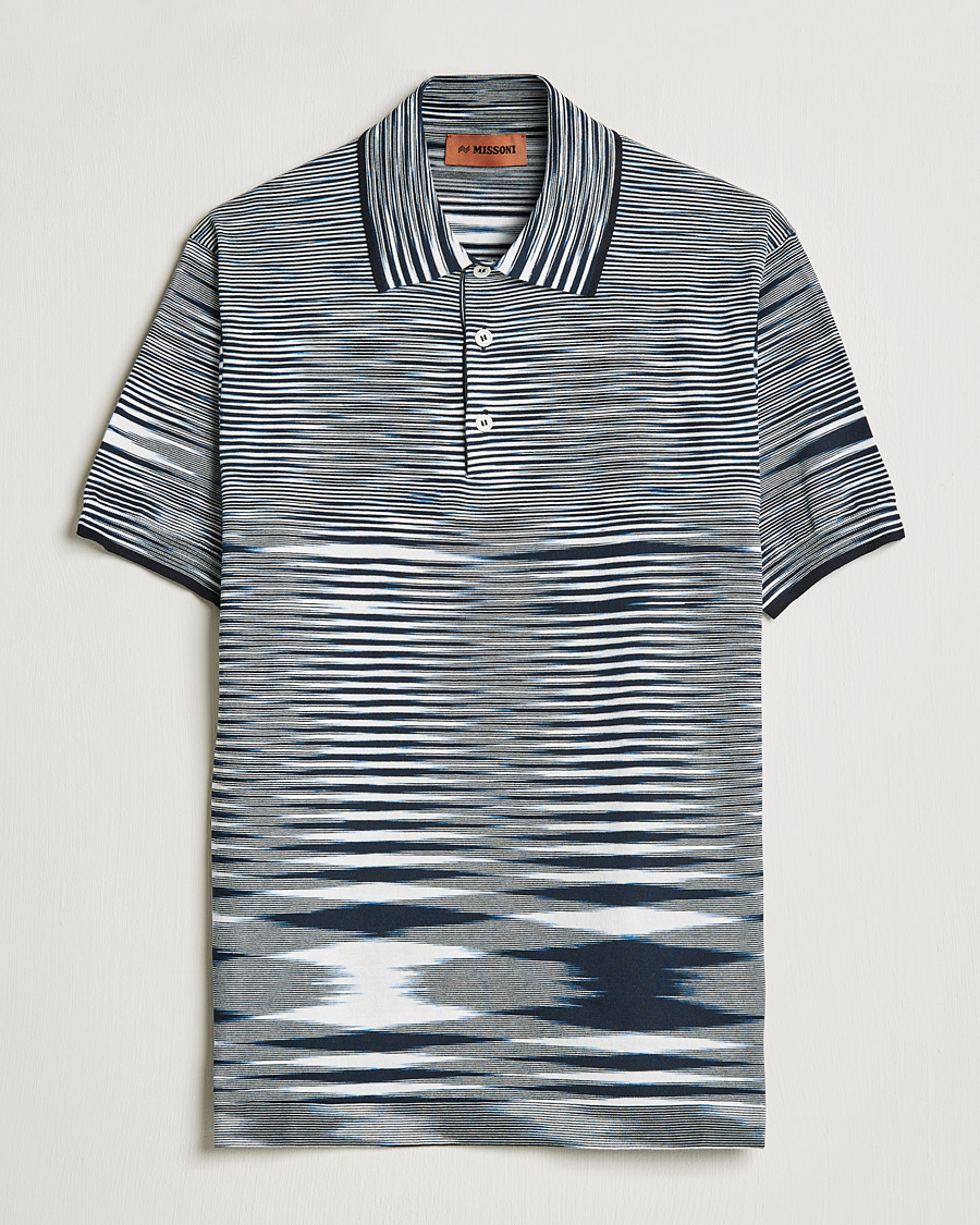Herren | Poloshirts | Missoni | Fiammato Knitted Polo Navy/White