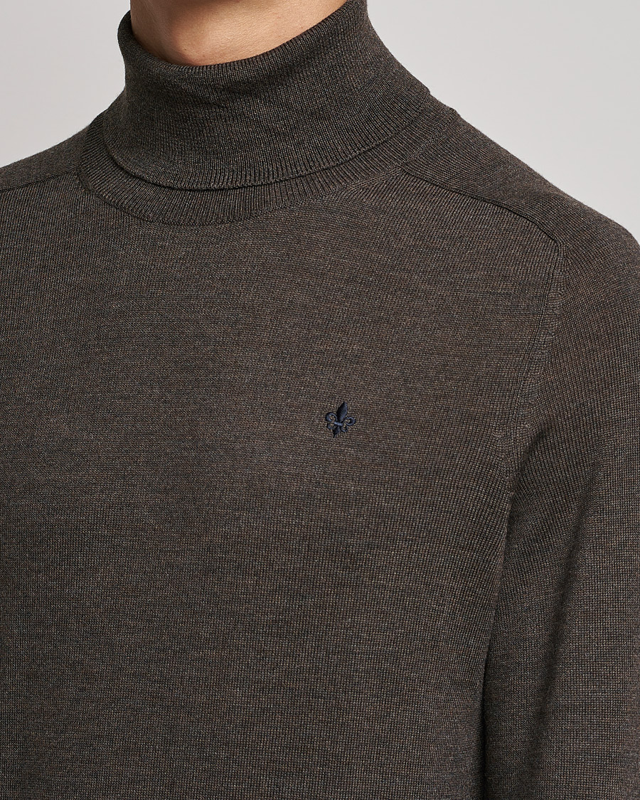 Herren | Pullover | Morris | Merino Rollneck Dark Brown Melange