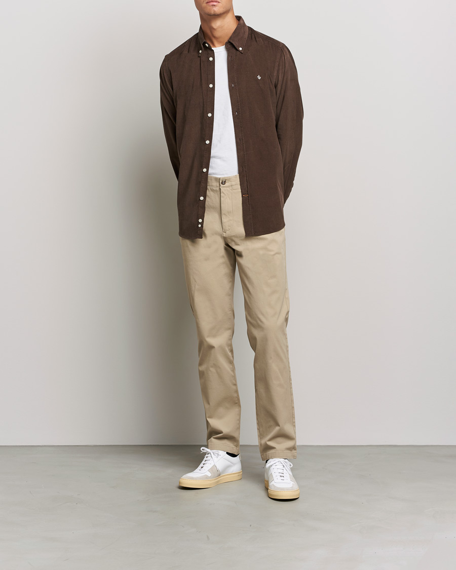 Herren | Hemden | Morris | Douglas Corduroy Button Down Shirt Dark Brown