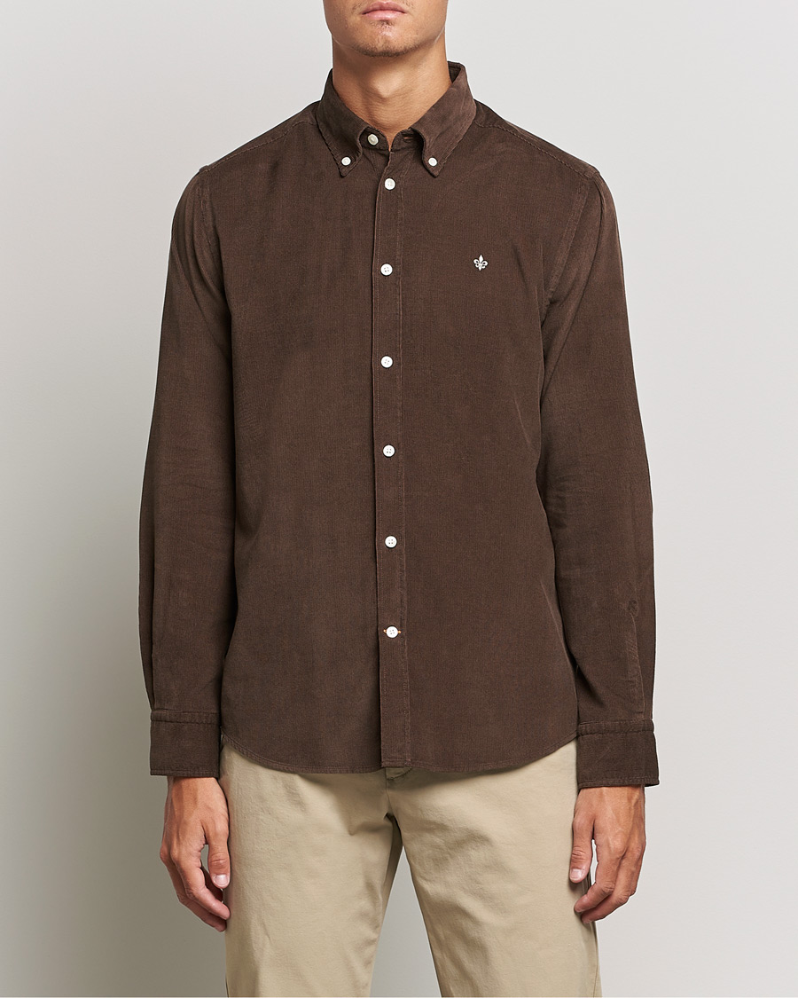 Herren | Hemden | Morris | Douglas Corduroy Button Down Shirt Dark Brown