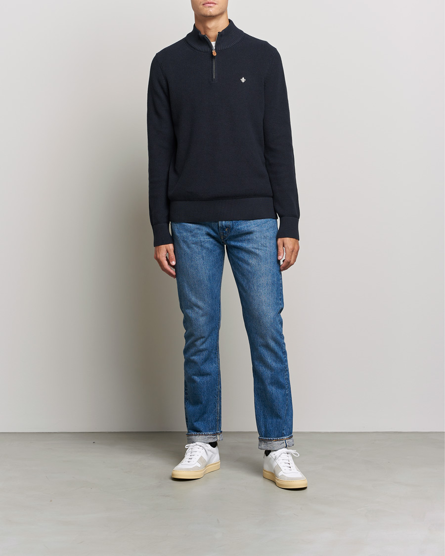 Herren | Pullover | Morris | Bernard Cotton Half Zip Blue