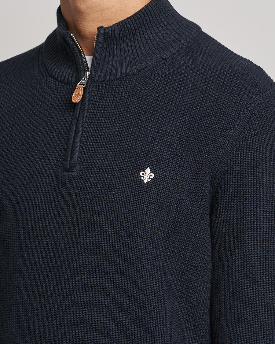 Herren | Pullover | Morris | Bernard Cotton Half Zip Blue