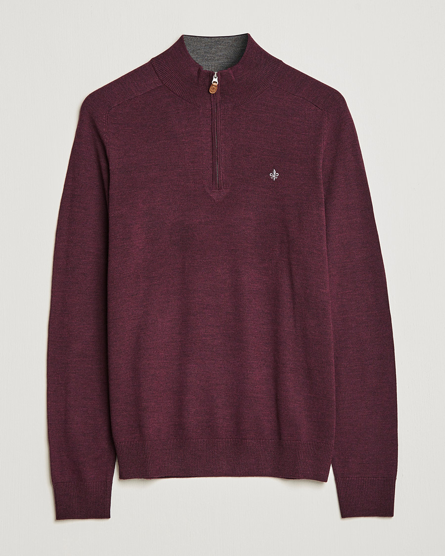 Herren | Pullover | Morris | John Merino Half Zip Burgundy