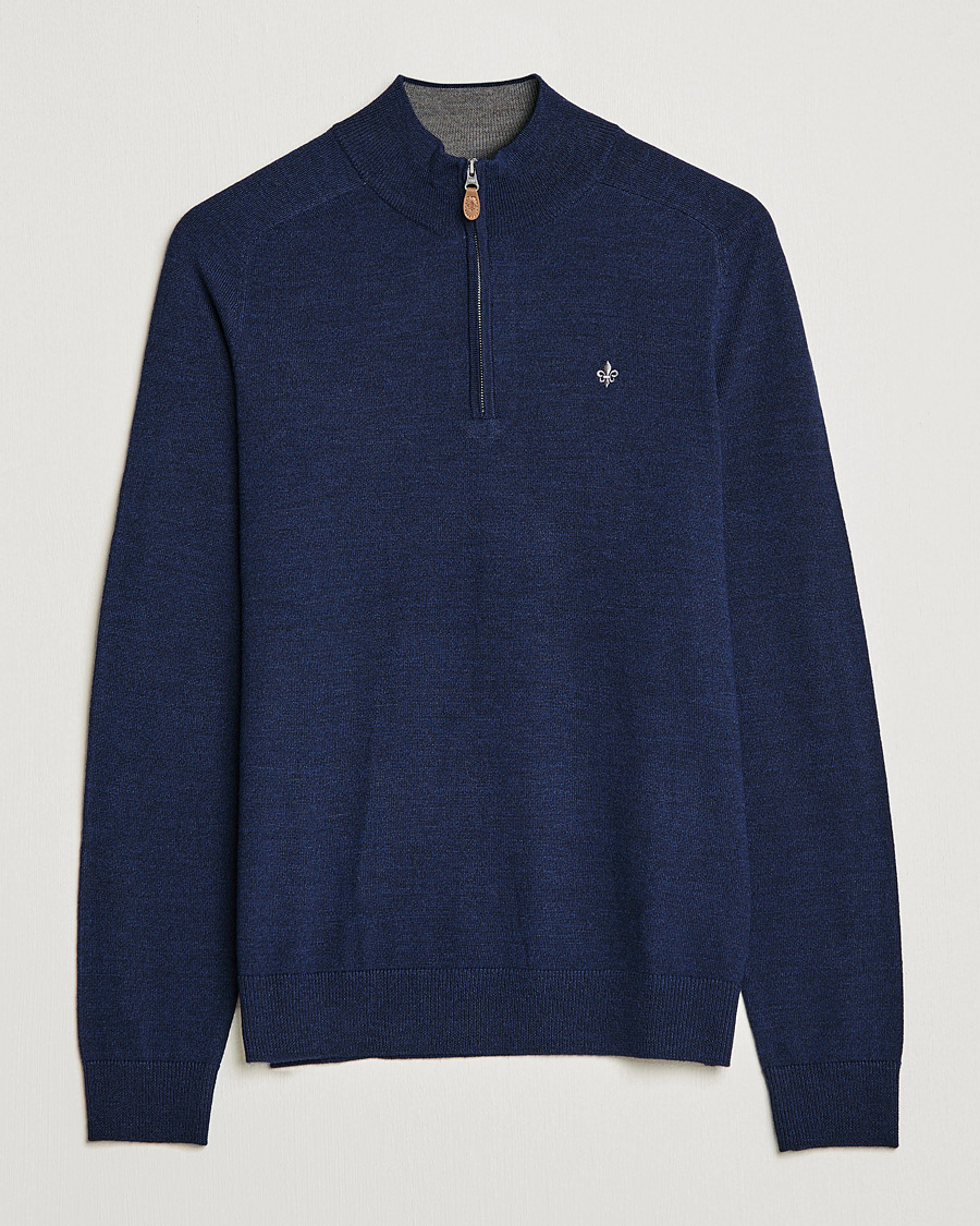 Herren | Pullover | Morris | John Merino Half Zip Blue