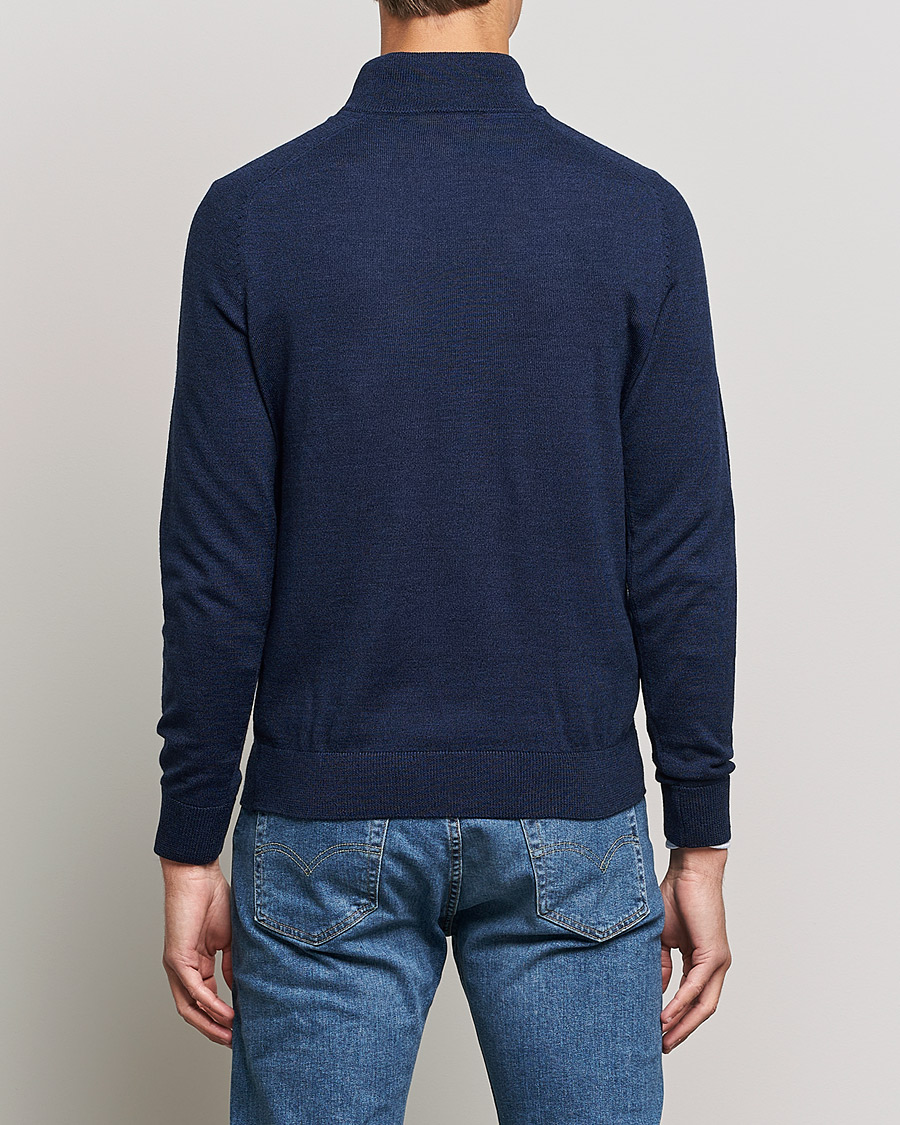 Herren | Pullover | Morris | John Merino Half Zip Blue
