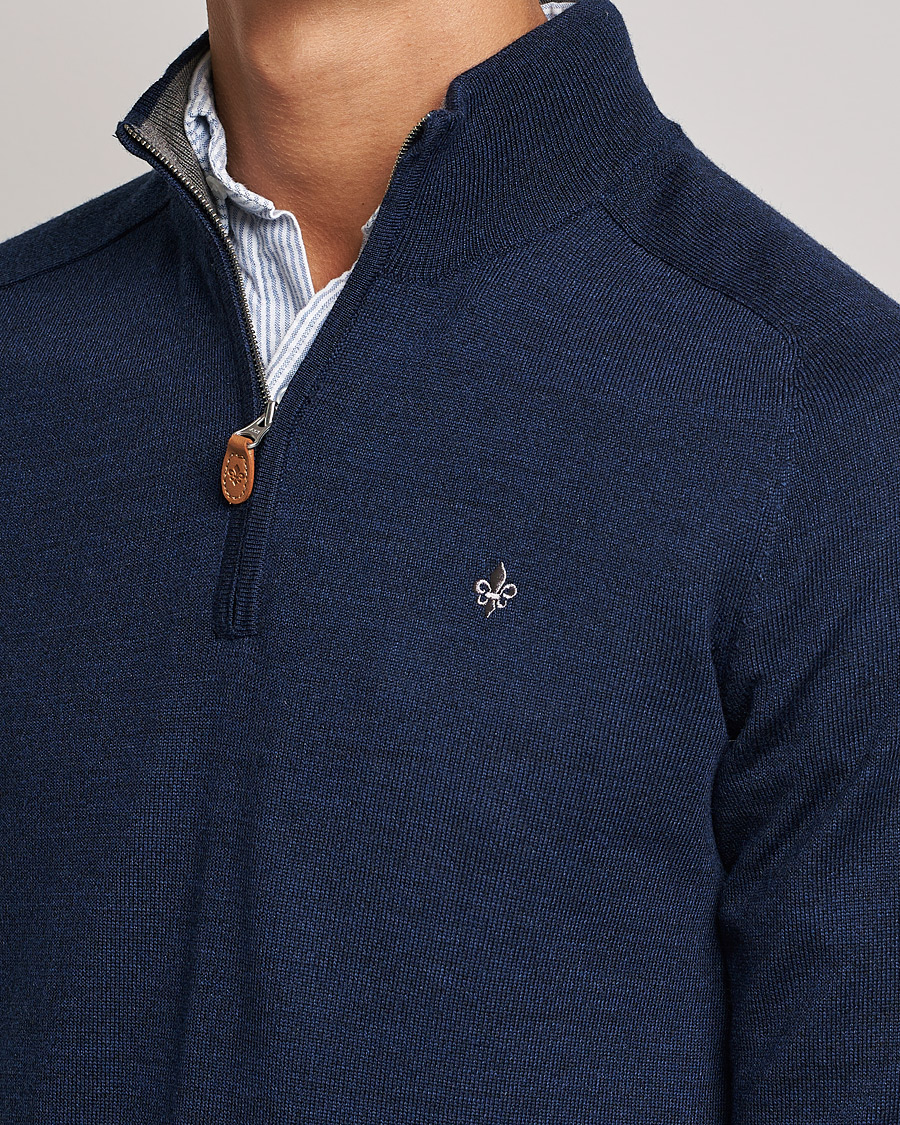 Herren | Pullover | Morris | John Merino Half Zip Blue