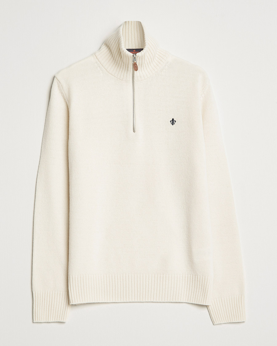 Herren | Pullover | Morris | Kieran Wool Half Zip Off White