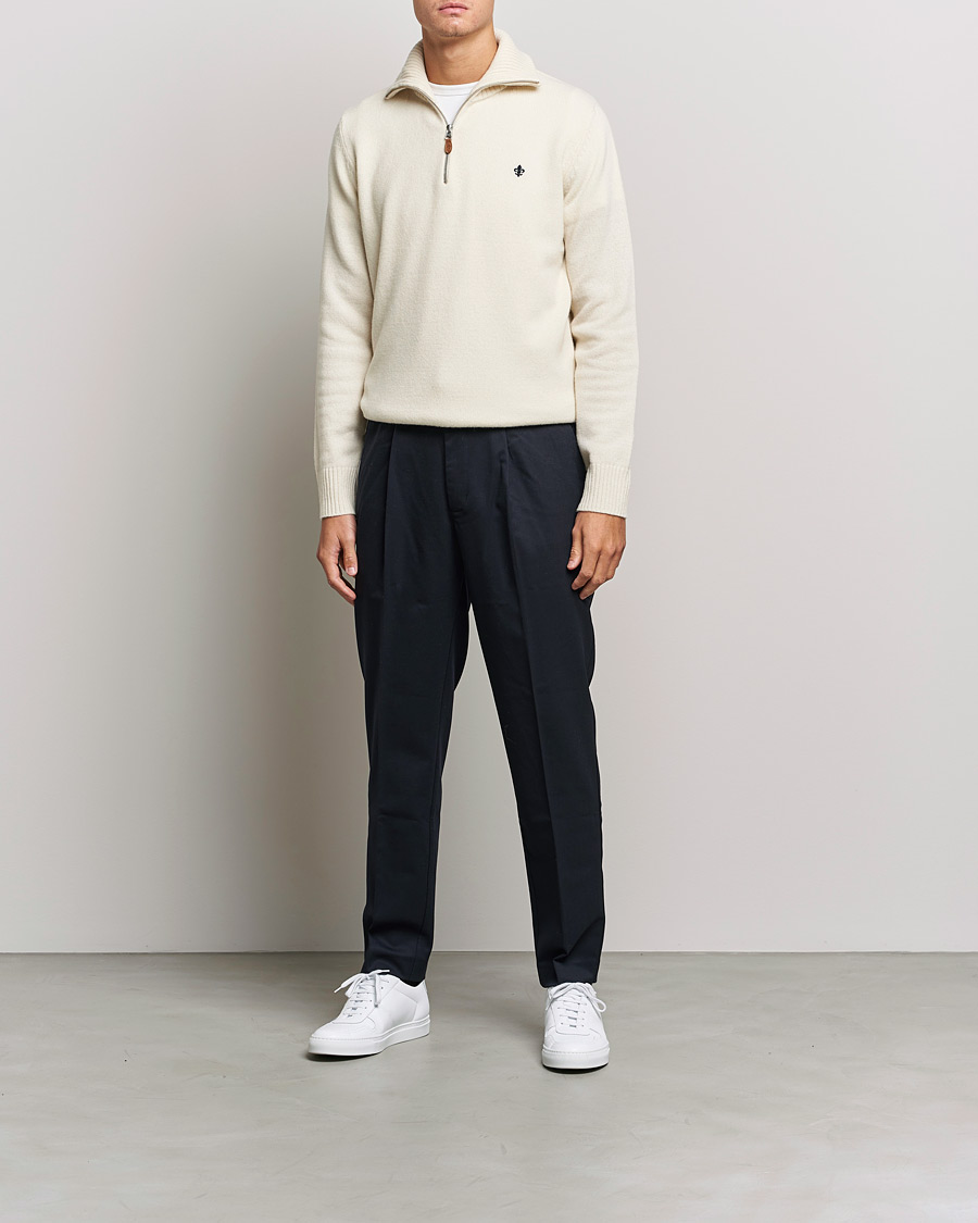 Herren | Pullover | Morris | Kieran Wool Half Zip Off White
