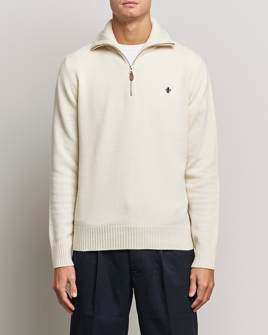 Herren | Pullover | Morris | Kieran Wool Half Zip Off White