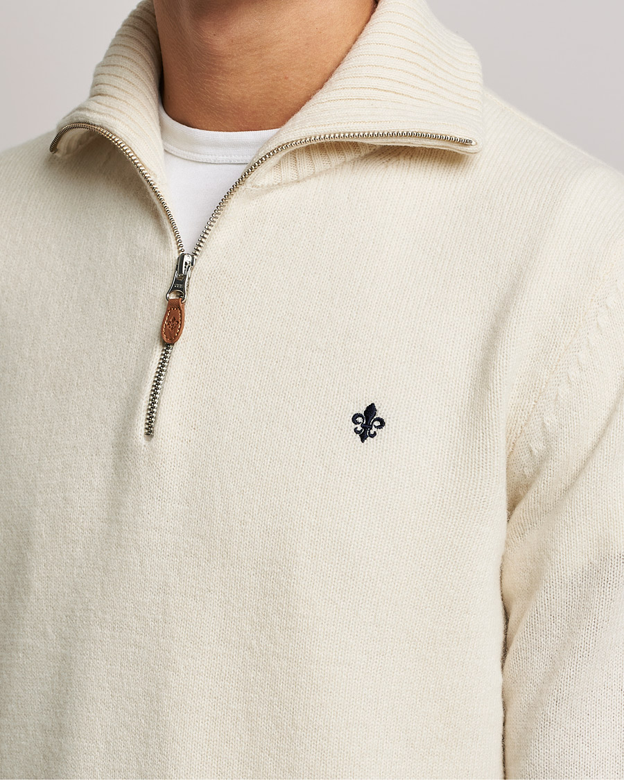 Herren | Pullover | Morris | Kieran Wool Half Zip Off White