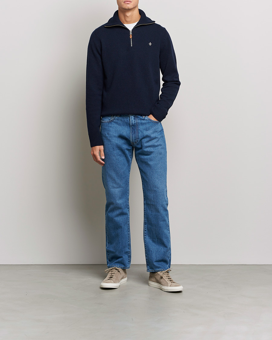 Herren | Pullover | Morris | Kieran Wool Half Zip Navy
