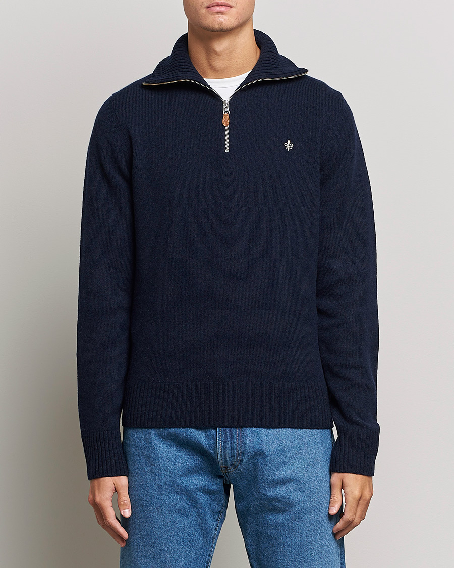Herren | Pullover | Morris | Kieran Wool Half Zip Navy