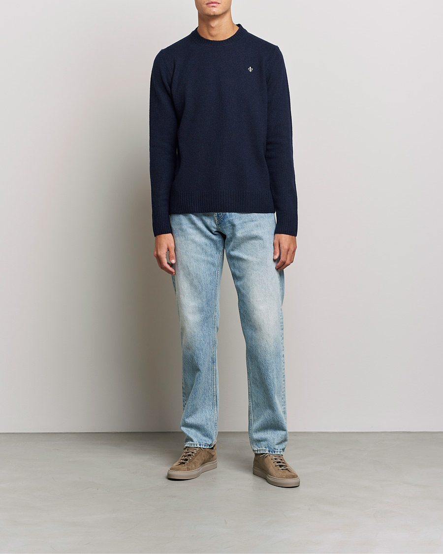 Herren | Pullover | Morris | Kieran Wool Crew Neck Navy