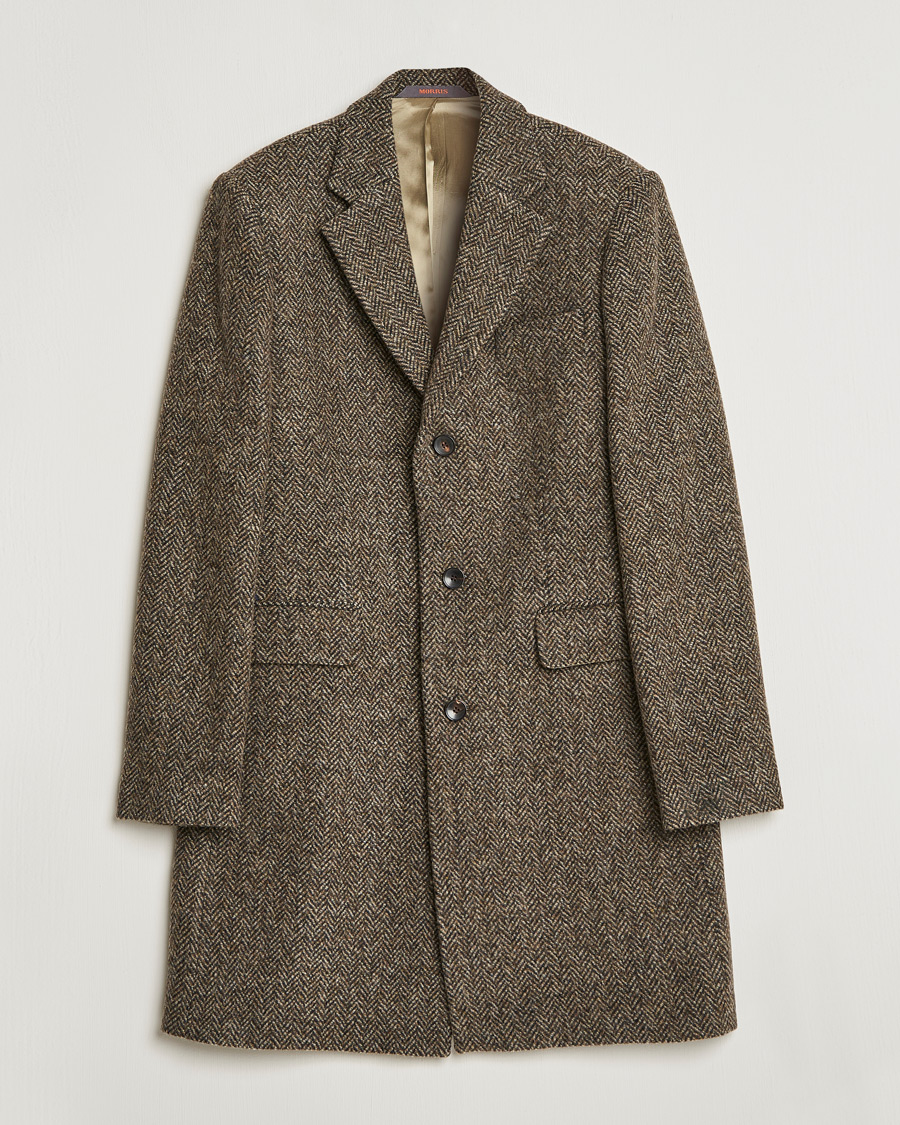 Herren | Jacken | Morris | Wool Herringbone Coat Dark Brown