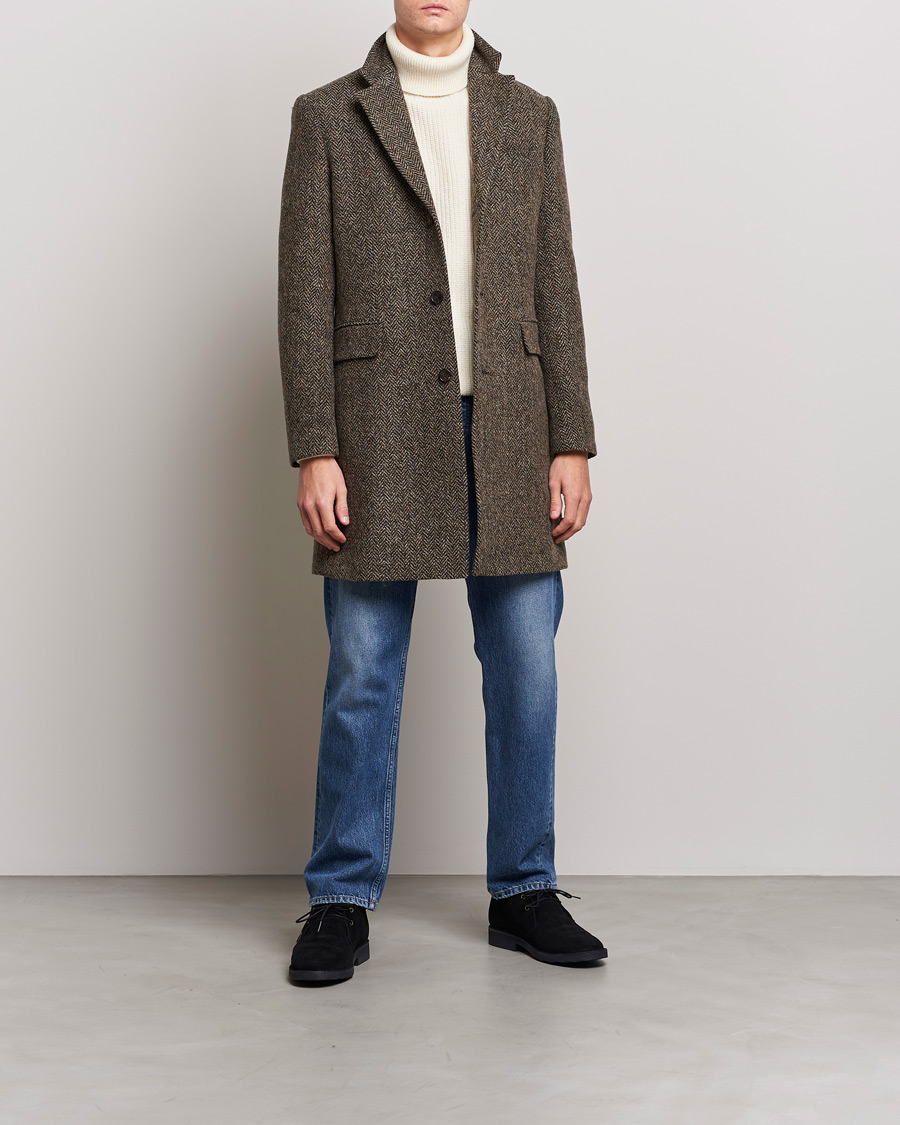 Herren | Jacken | Morris | Wool Herringbone Coat Dark Brown