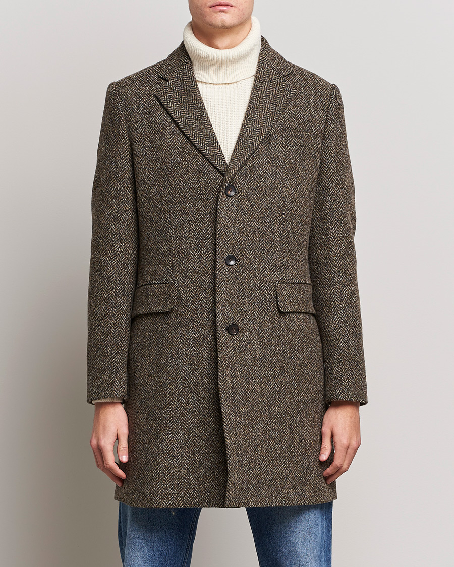 Herren | Jacken | Morris | Wool Herringbone Coat Dark Brown