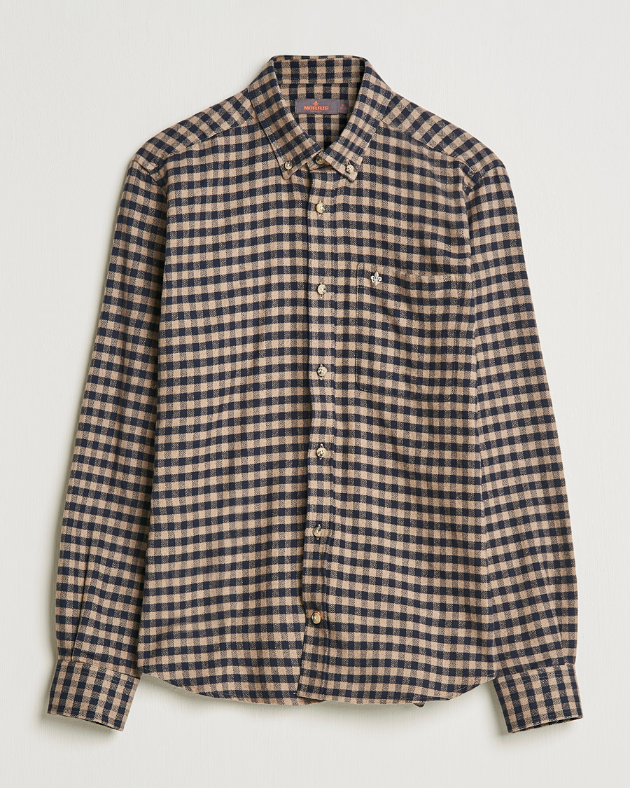 Herren | Hemden | Morris | Brushed Twill Checked Shirt Navy/Brown