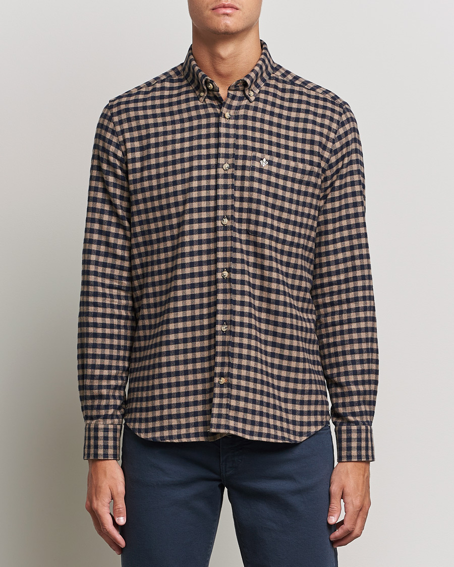 Herren | Hemden | Morris | Brushed Twill Checked Shirt Navy/Brown