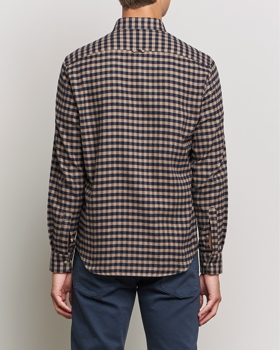 Herren | Hemden | Morris | Brushed Twill Checked Shirt Navy/Brown