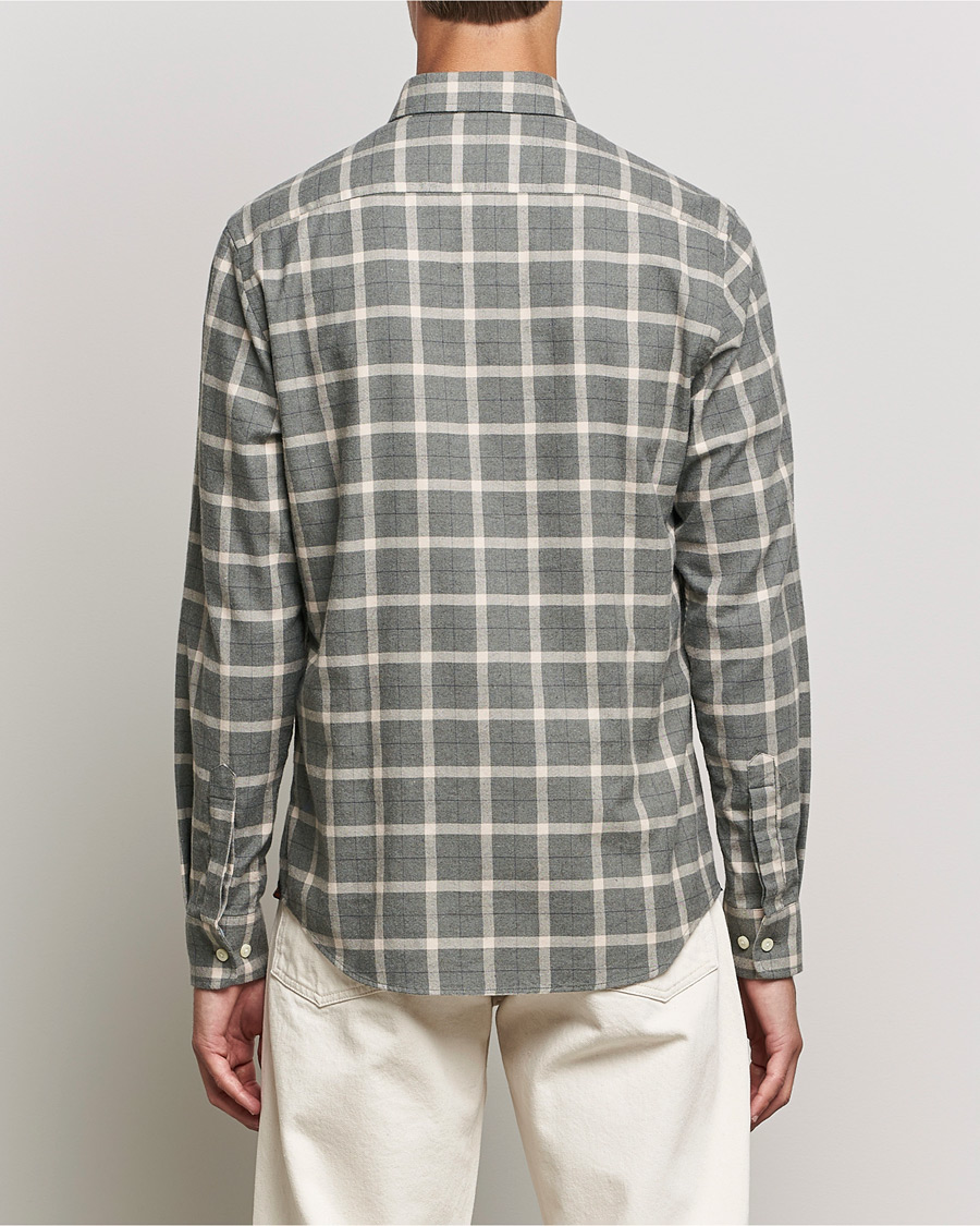 Herren | Hemden | Morris | Brushed Flannel Checked Shirt Light Grey