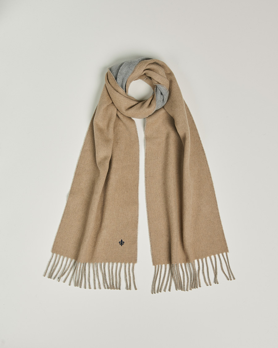 Herren | Morris Double Face Wool Scarf Khaki/Grey | Morris | Double Face Wool Scarf Khaki/Grey