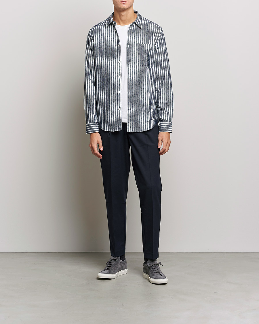 Herren | Hemden | NN07 | Arne Flannel Striped Shirt Blue/White
