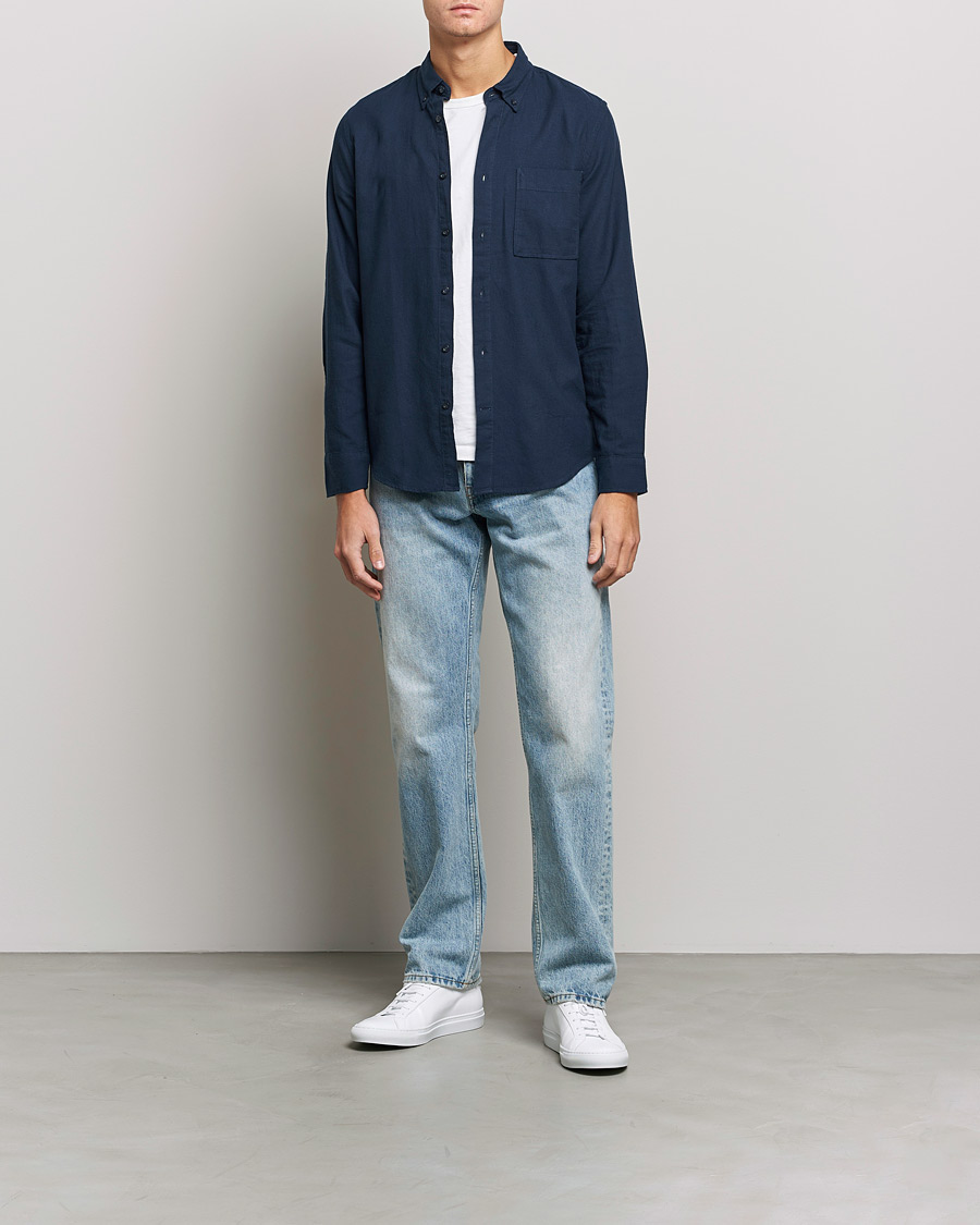 Herren | Hemden | NN07 | Arne Brushed Flannel Shirt Navy Blue