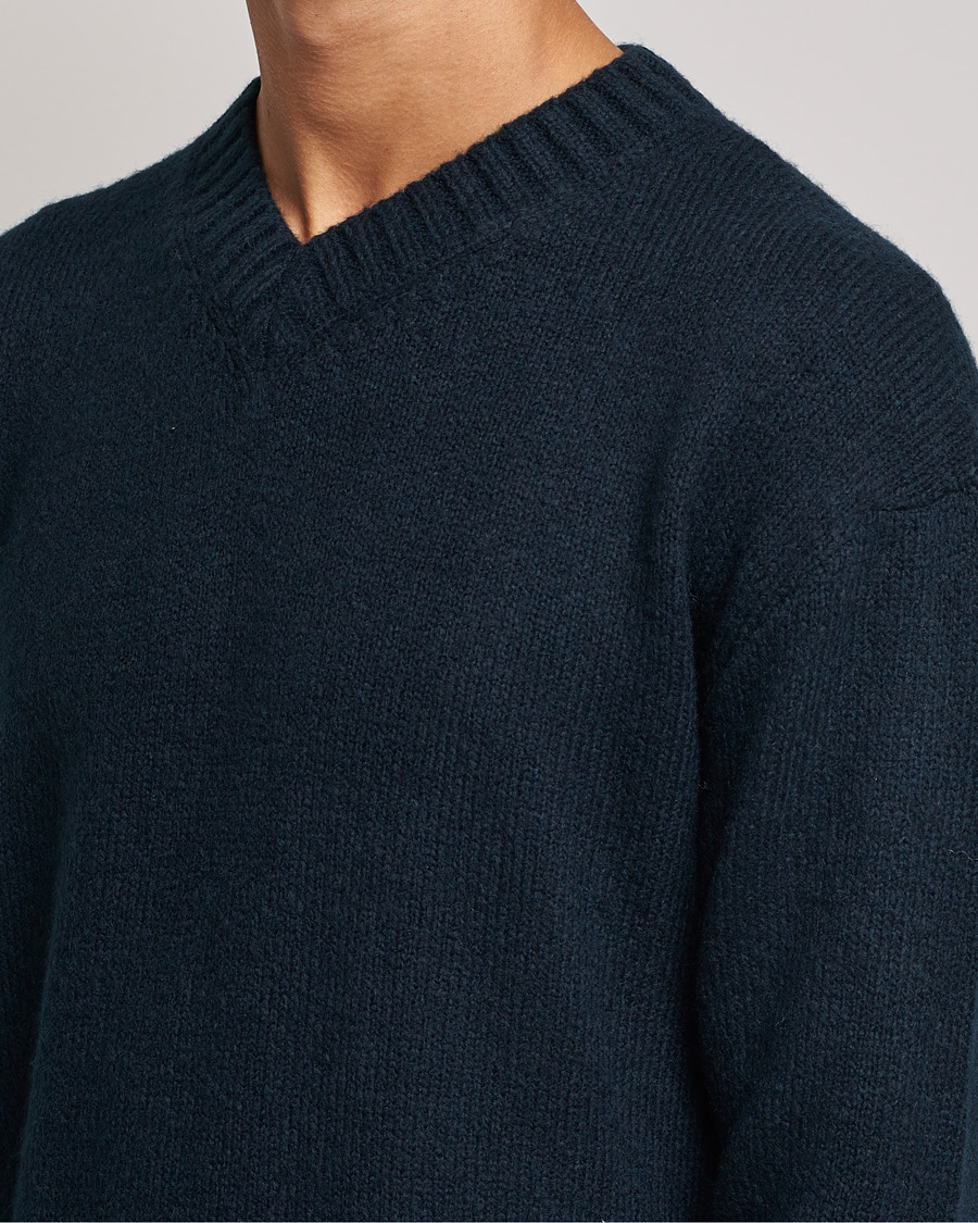 Herren | Pullover | NN07 | Grayson Knitted V-Neck Sweater Navy