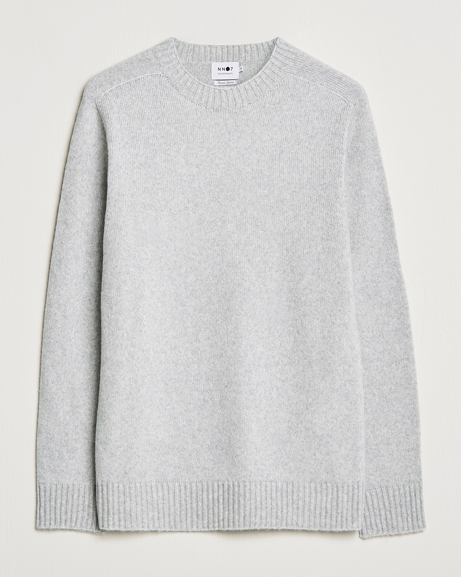 Herren | Pullover | NN07 | Nathan Brushed Wool Knitted Sweater Light Grey Mel