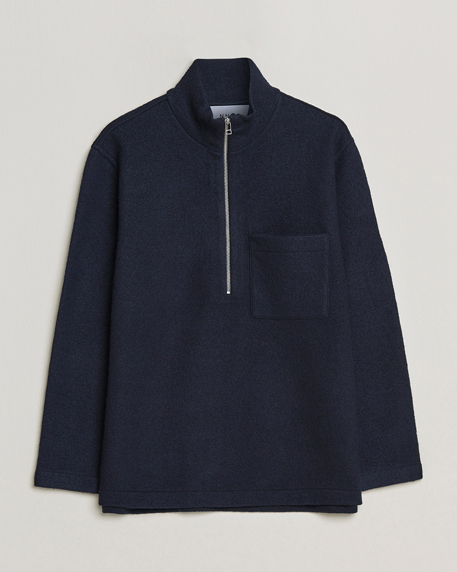 Herren | Pullover | NN07 | Anders Boiled Wool Half Zip Navy