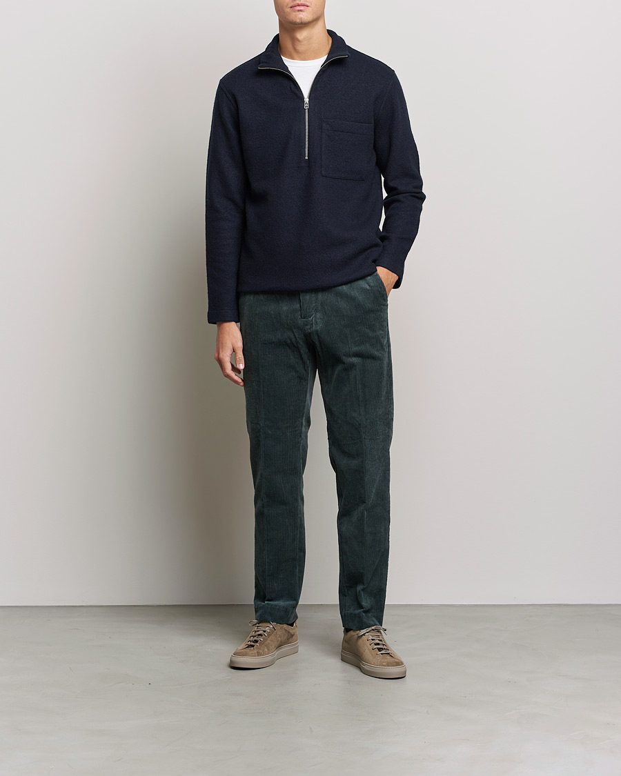 Herren | Pullover | NN07 | Anders Boiled Wool Half Zip Navy