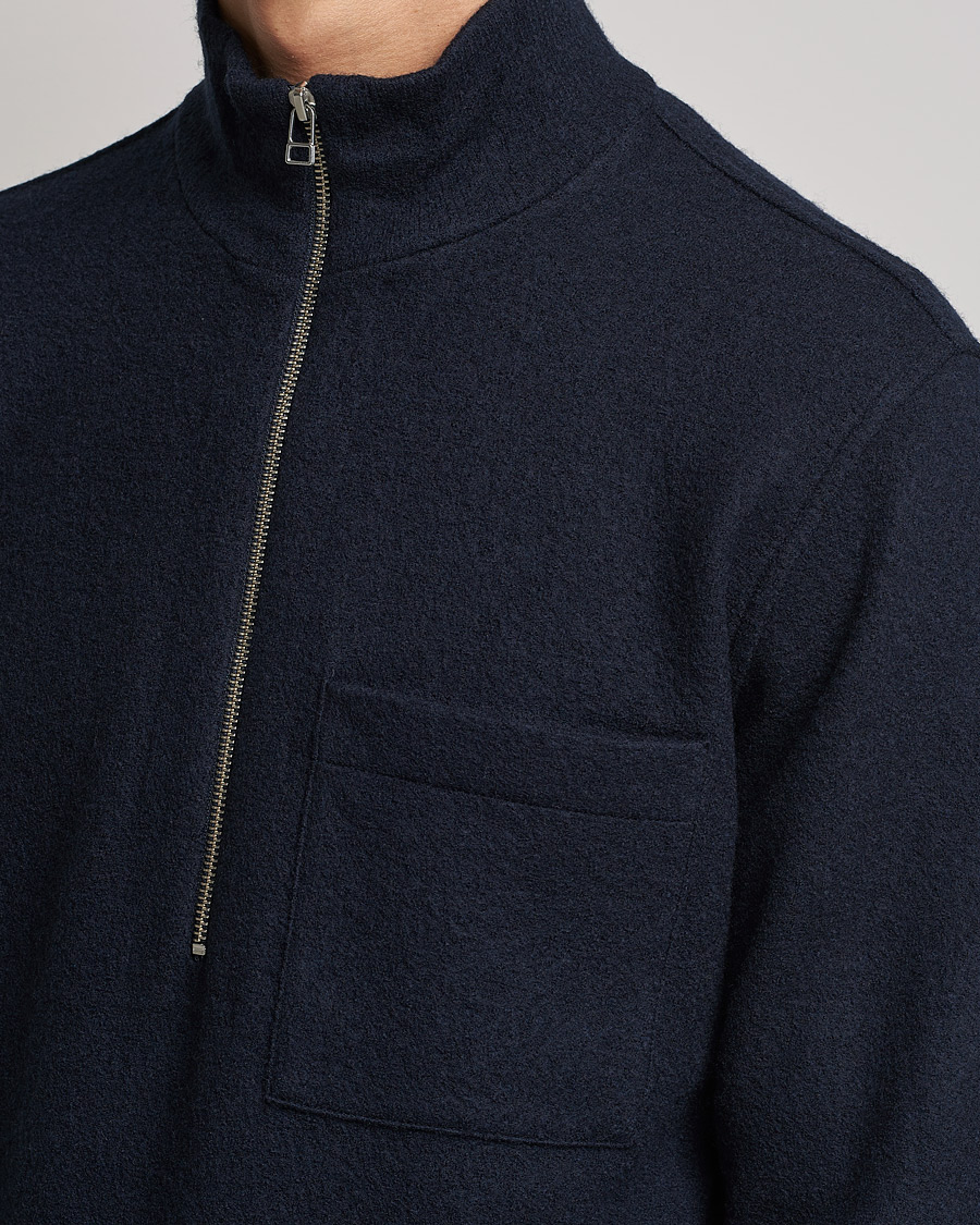 Herren | Pullover | NN07 | Anders Boiled Wool Half Zip Navy