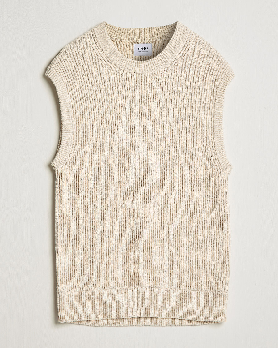 Herren | Pullover | NN07 | Jesse Ribbed Knited Vest Ecru