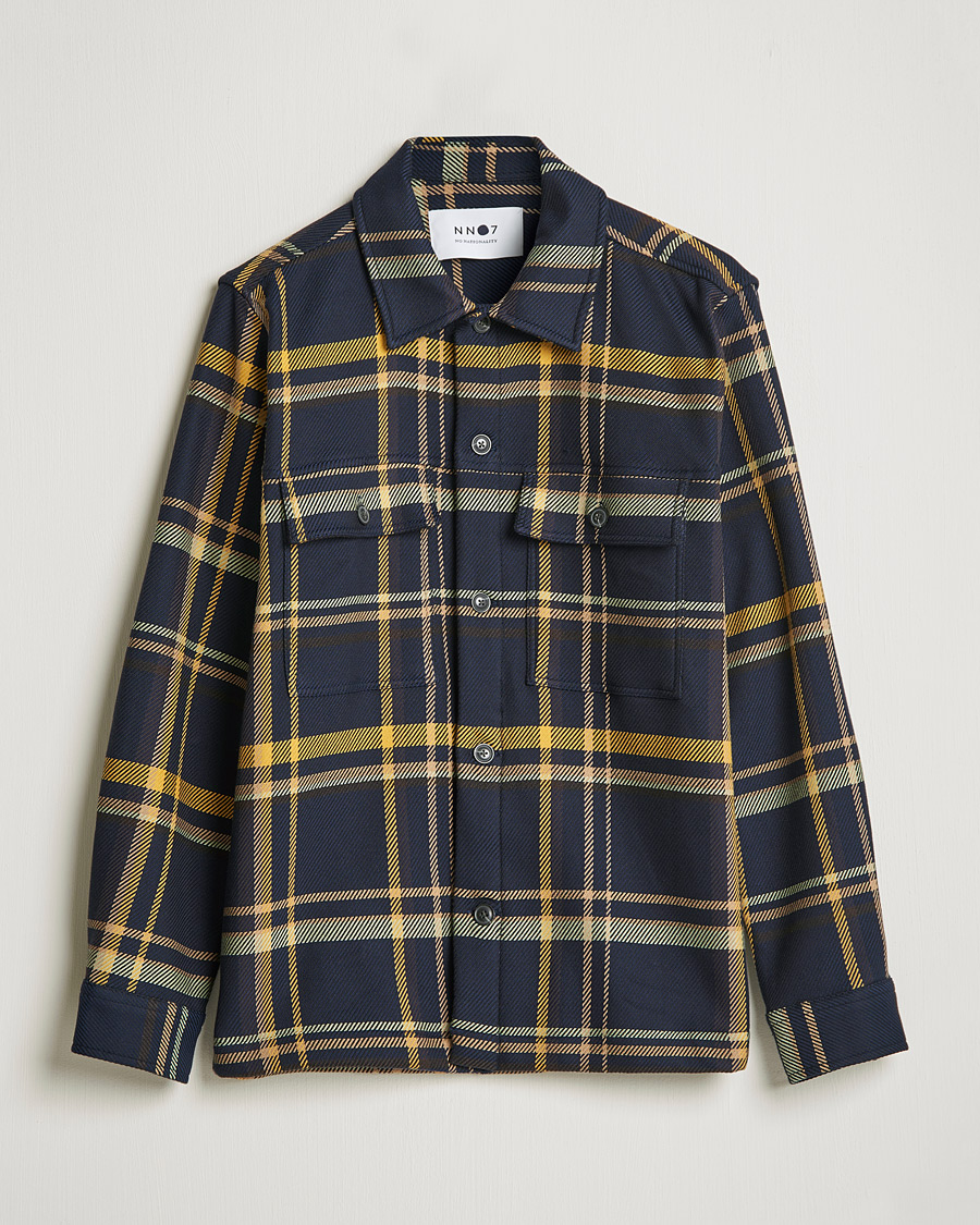 Herren | Hemden | NN07 | Wilas Checked Overshirt Navy/Yellow