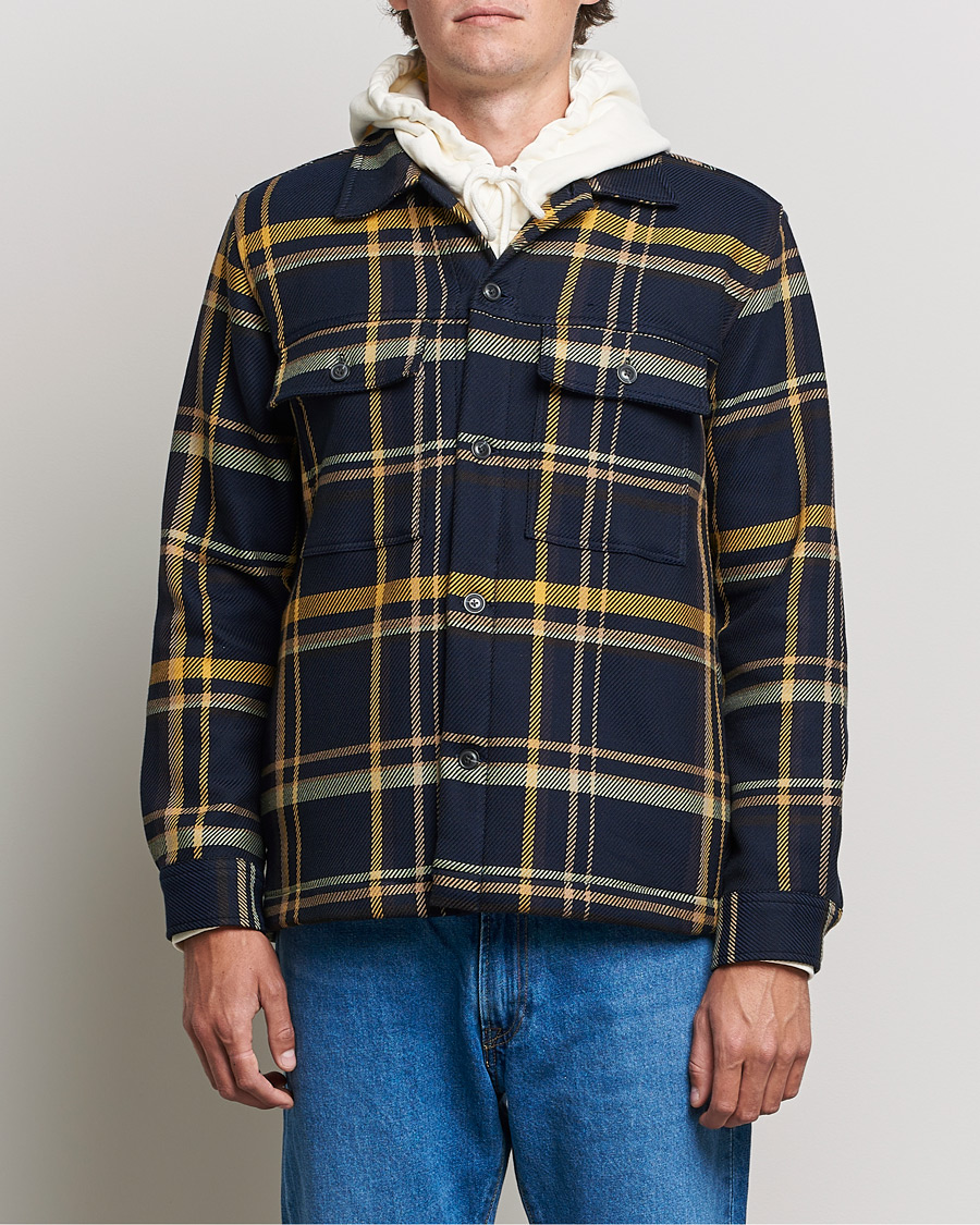 Herren | Hemden | NN07 | Wilas Checked Overshirt Navy/Yellow
