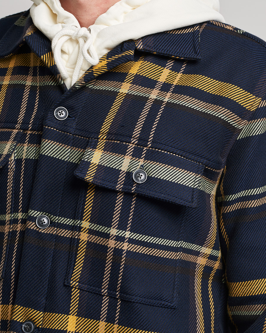 Herren | Hemden | NN07 | Wilas Checked Overshirt Navy/Yellow