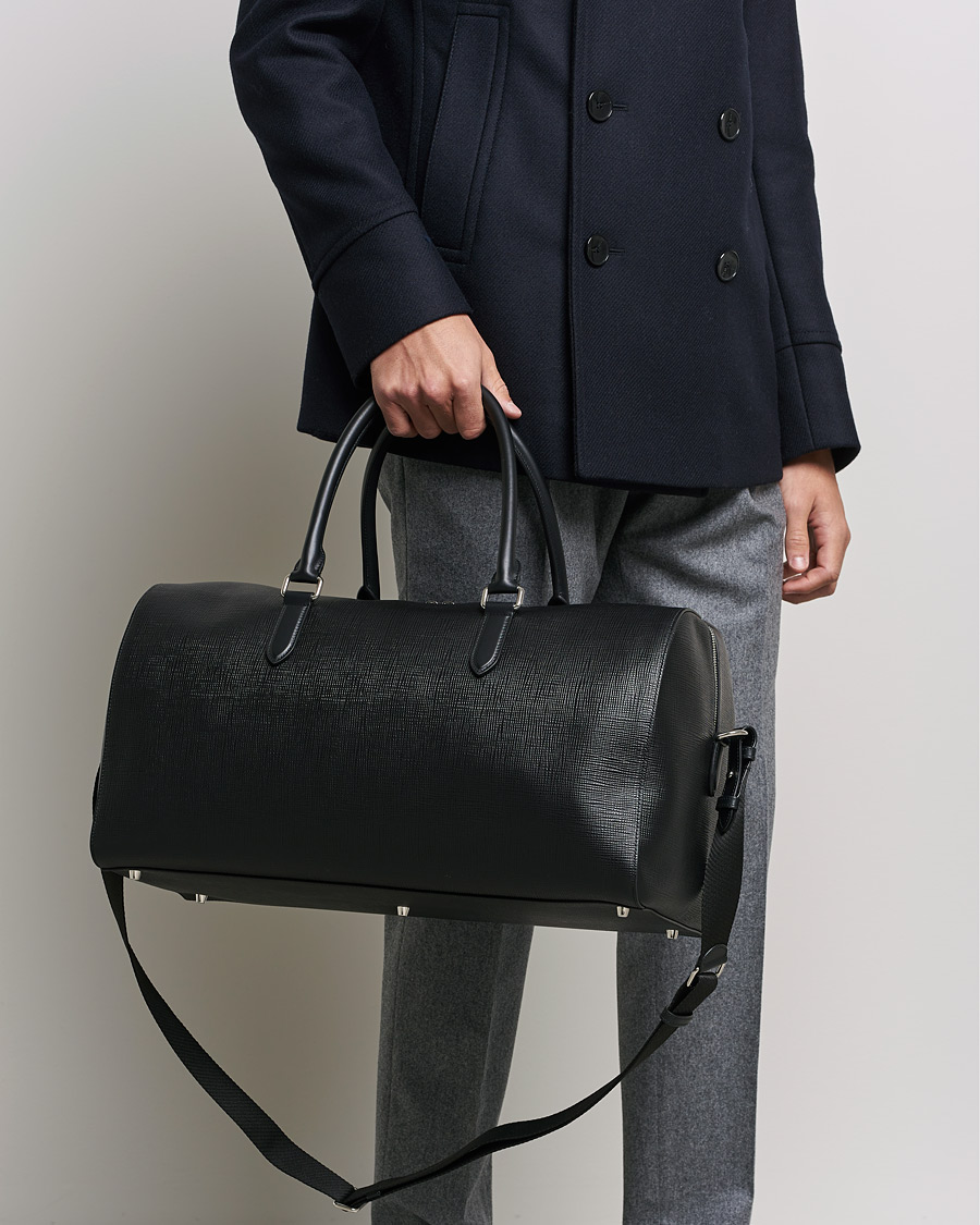 Herren | Smythson Panama Leather Weekendbag Black | Smythson | Panama Leather Weekendbag Black