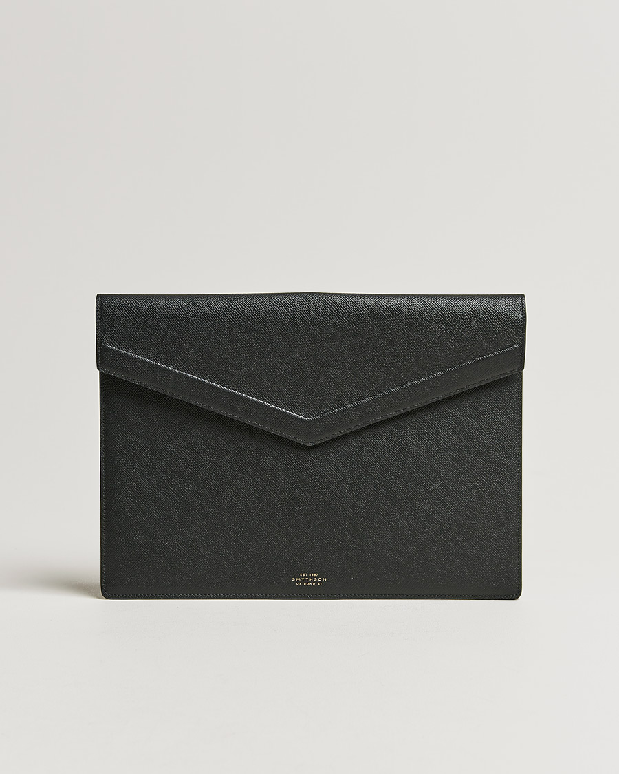 Herren | Smythson Panama Leather Large Envelope Portfolio Black | Smythson | Panama Leather Large Envelope Portfolio Black