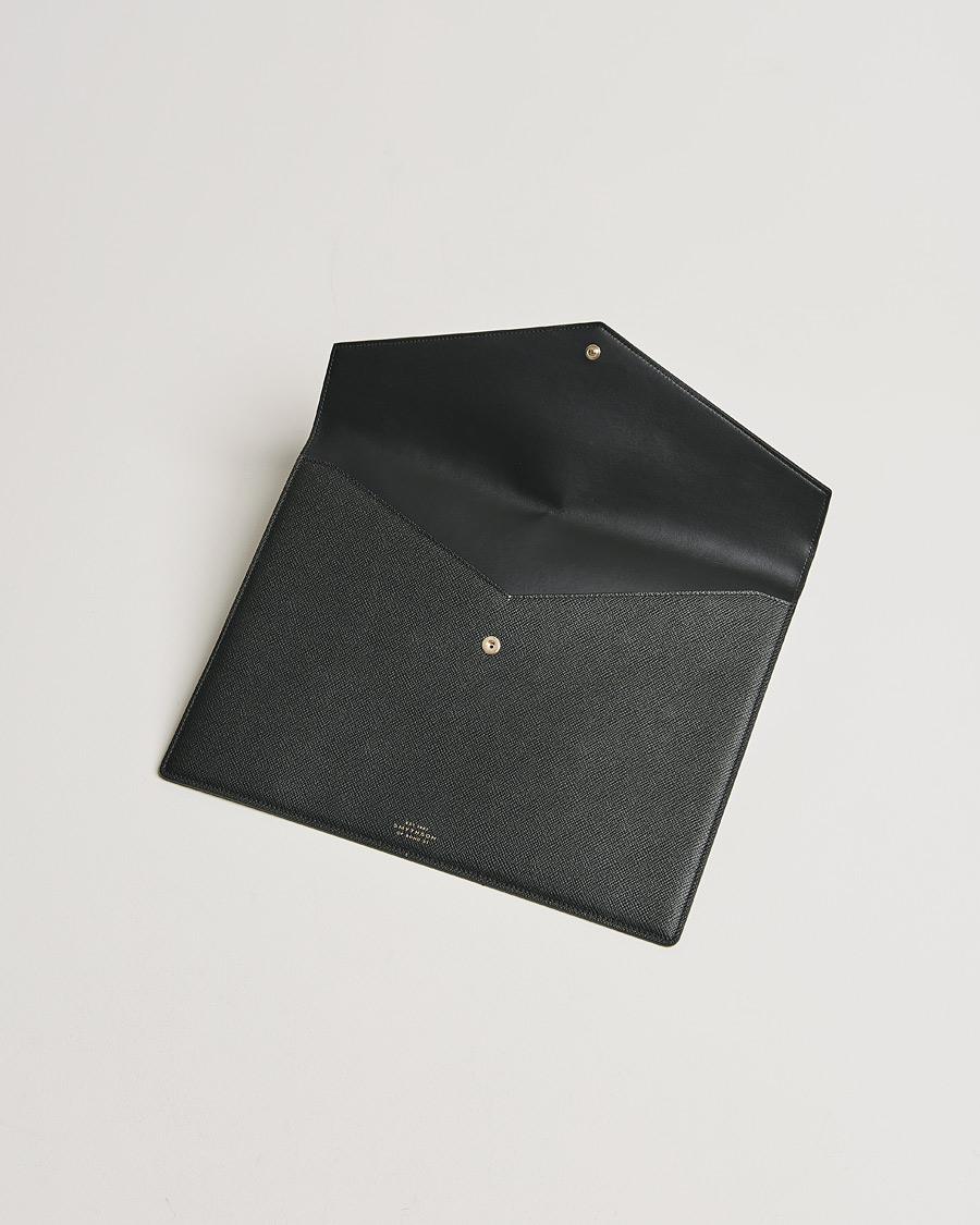 Herren | Smythson Panama Leather Large Envelope Portfolio Black | Smythson | Panama Leather Large Envelope Portfolio Black
