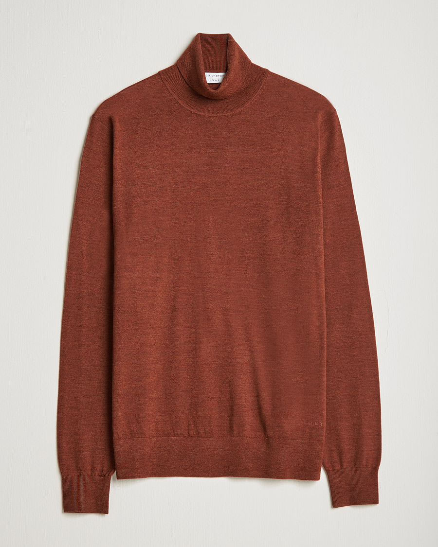 Herren | Pullover | Tiger of Sweden | Neville Extra Fine Merino Polo Henna