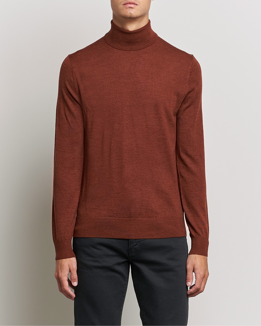 Herren | Pullover | Tiger of Sweden | Neville Extra Fine Merino Polo Henna