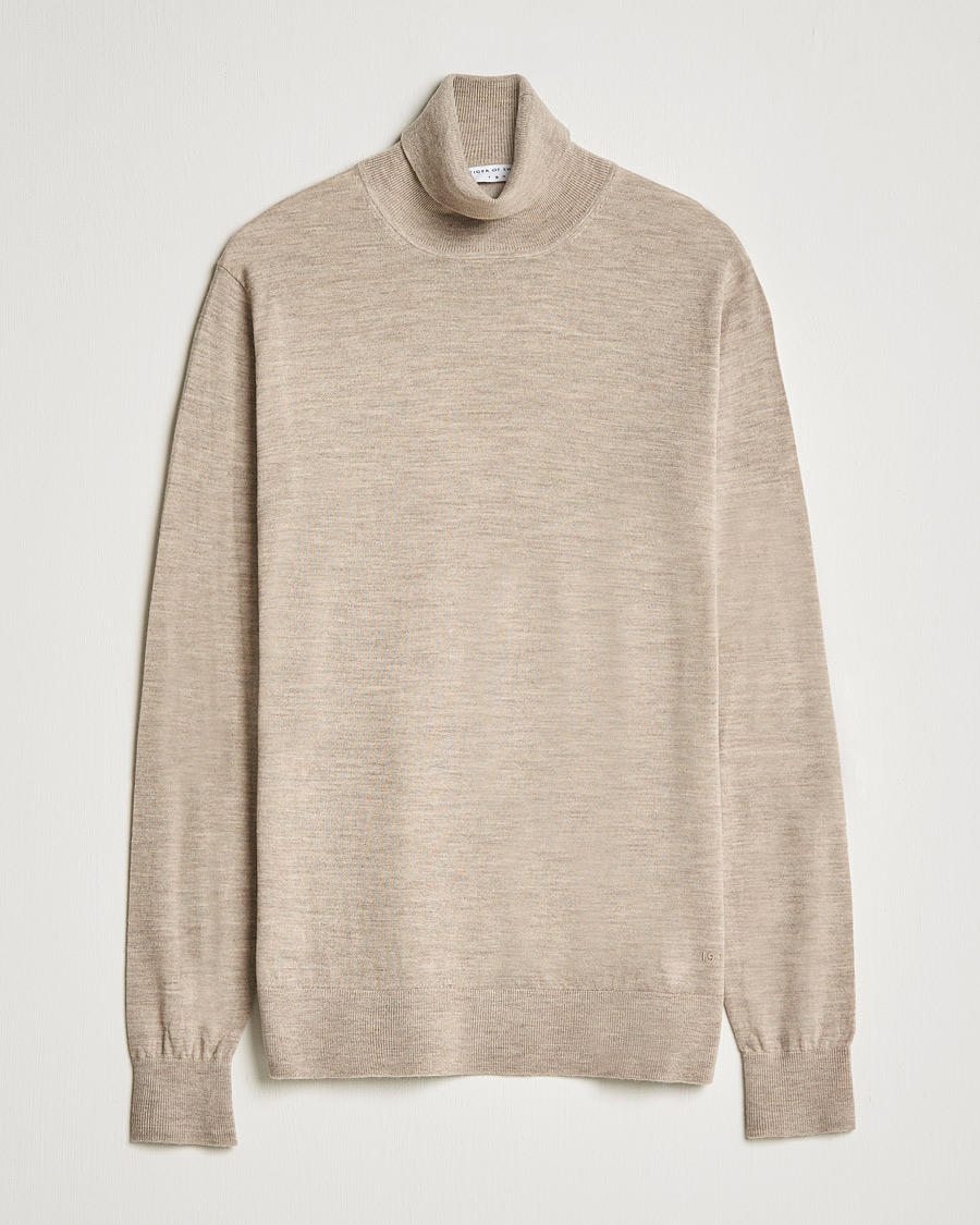 Herren | Pullover | Tiger of Sweden | Neville Extra Fine Merino Polo Beige Melange