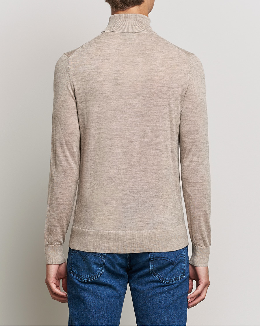 Herren | Pullover | Tiger of Sweden | Neville Extra Fine Merino Polo Beige Melange