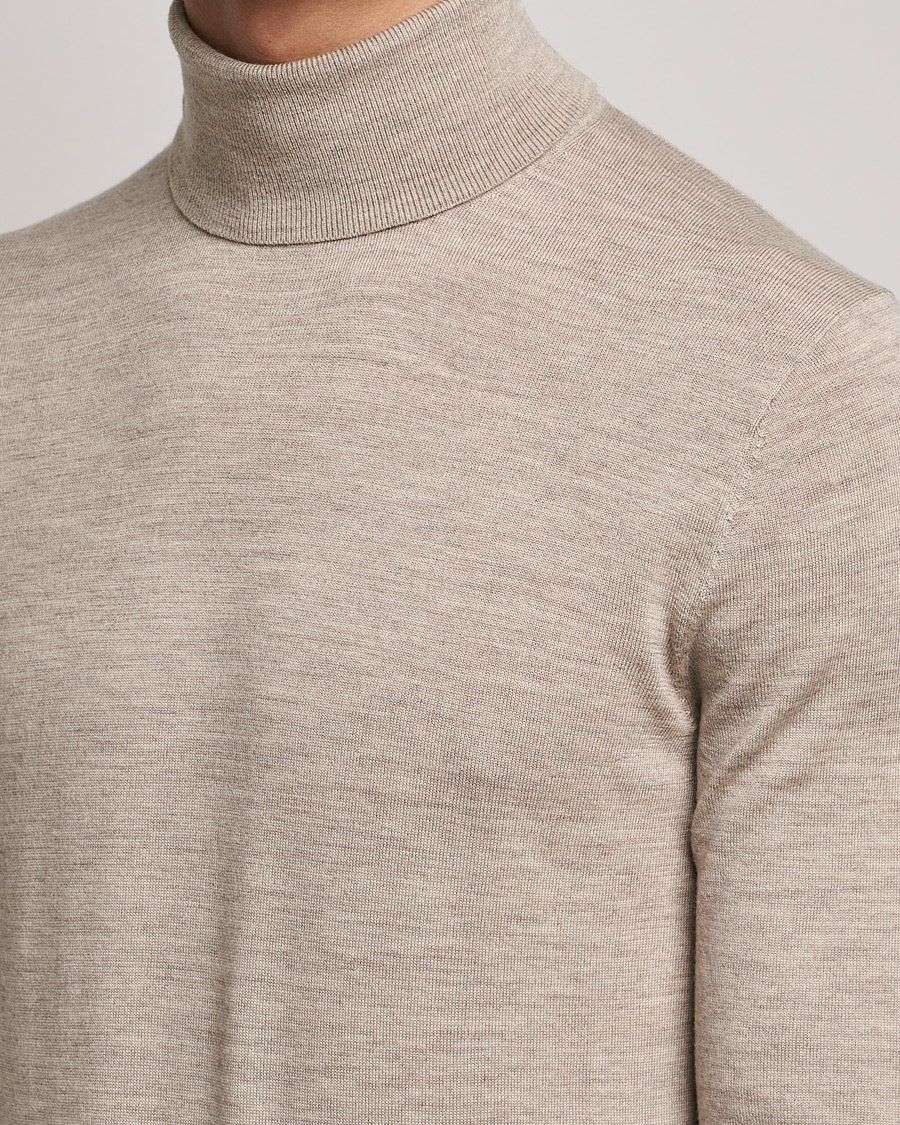 Herren | Pullover | Tiger of Sweden | Neville Extra Fine Merino Polo Beige Melange