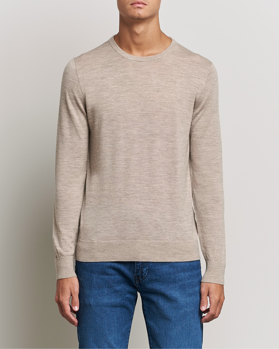 Herren | Pullover | Tiger of Sweden | Nichols Extra Fine Merino Crew Neck Beige Melange