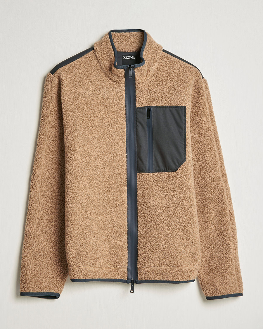 Herren | Pullover | Zegna | Camel Fleece Full Zip Brown