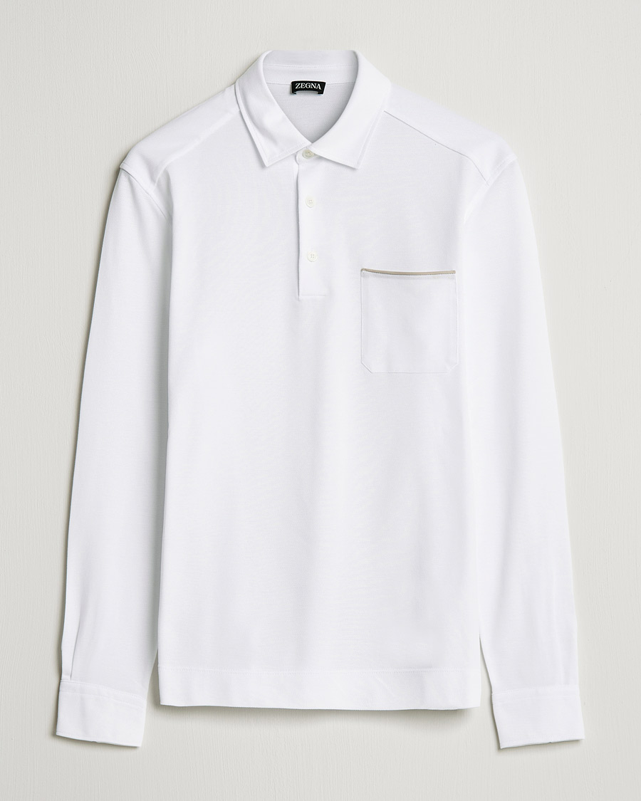 Herren | Pullover | Zegna | Long Sleeve Cotton Piquet Polo White