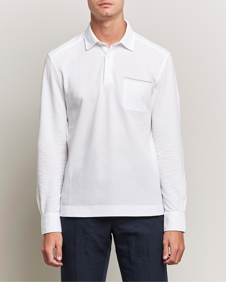 Herren | Pullover | Zegna | Long Sleeve Cotton Piquet Polo White