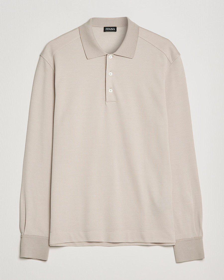 Herren | Pullover | Zegna | Cotton/Silk Long Sleeve Polo Beige