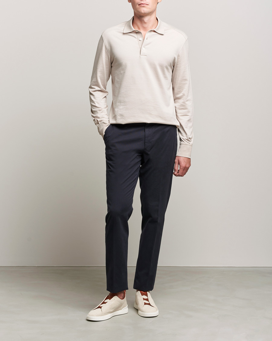 Herren | Pullover | Zegna | Cotton/Silk Long Sleeve Polo Beige